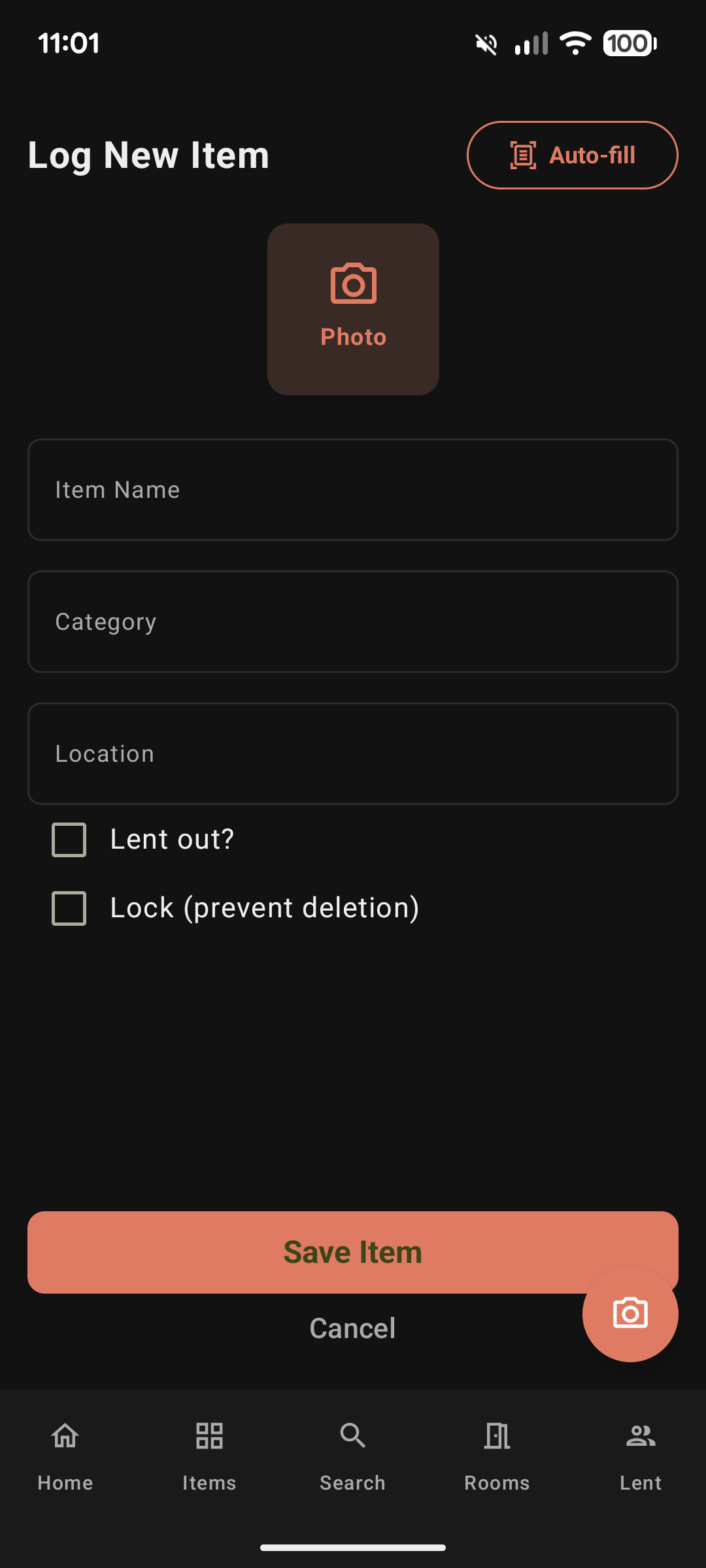 Item Registration Form
