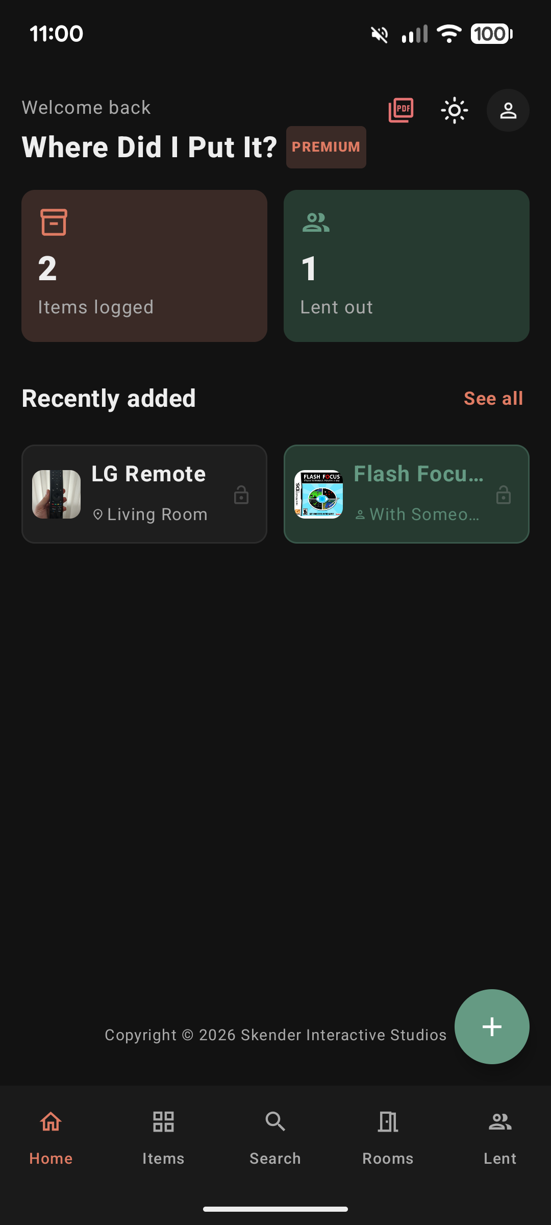 Where Did I Put It App Dashboard